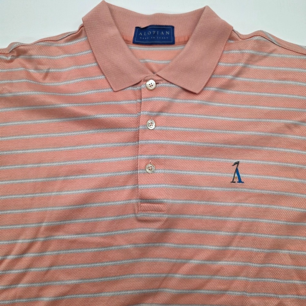 Alotian Golf Polo Shirt Mens Pink Coral Arkansas Stephens Private Course‎ - L